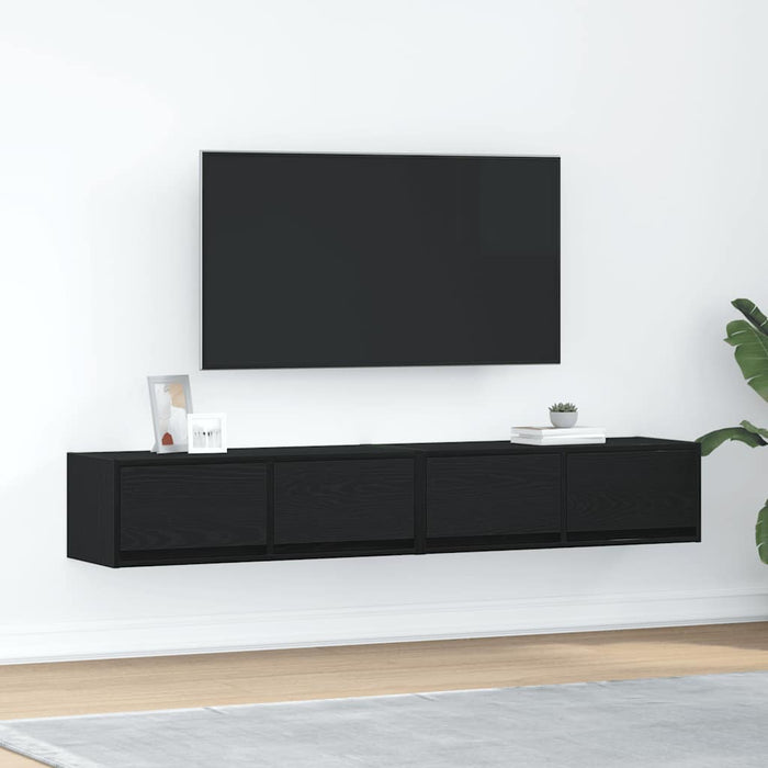 Dulapuri TV 2 buc Stejar negru 80x31x25,5 cm Lemn prelucrat - WALTI WALTI