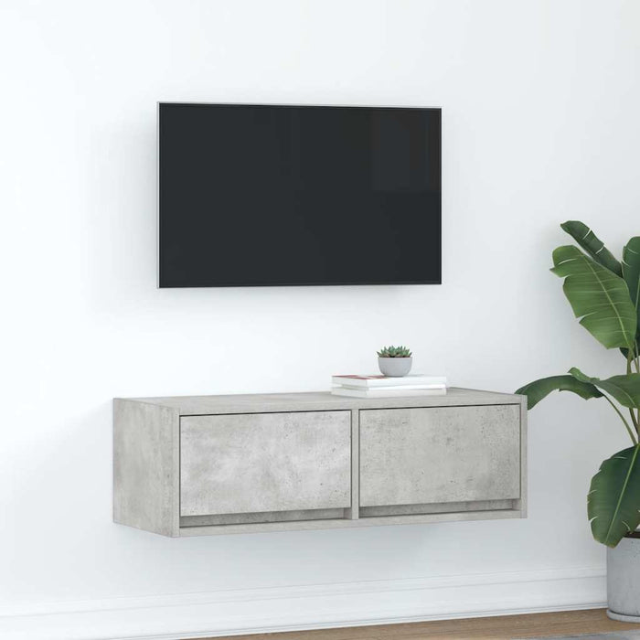Dulap TV Beton Gri 80x31x25,5 cm Lemn prelucrat - WALTI WALTI