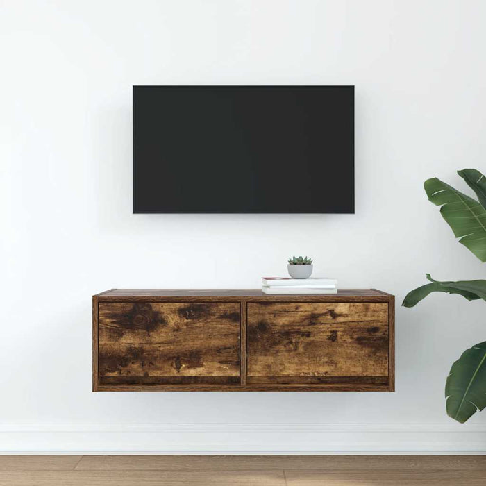 Dulap TV stejar afumat 80x31x25,5 cm din lemn de prelucrare - WALTI WALTI