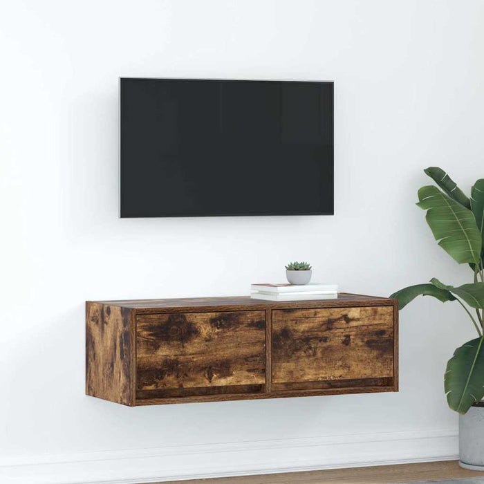 Dulap TV stejar afumat 80x31x25,5 cm din lemn de prelucrare - WALTI WALTI