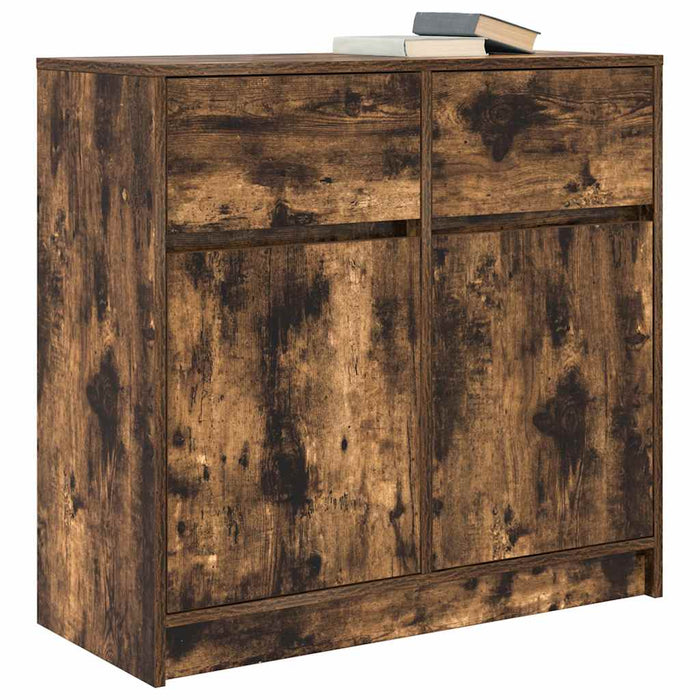 Bufetă cu sertar stejar afumat 80x34x76 cm lemn de stratificat - WALTI WALTI