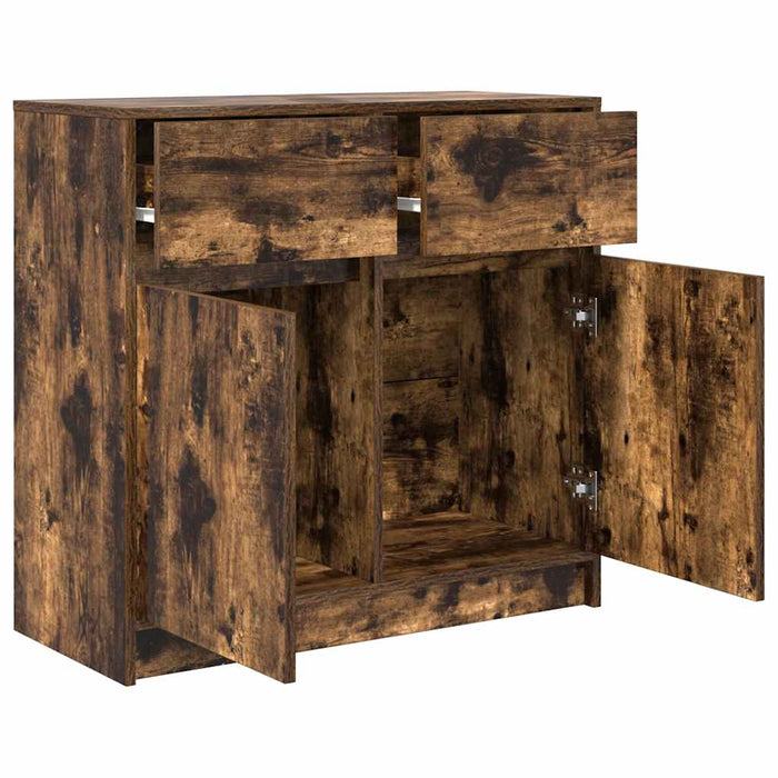 Bufetă cu sertar stejar afumat 80x34x76 cm lemn de stratificat - WALTI WALTI
