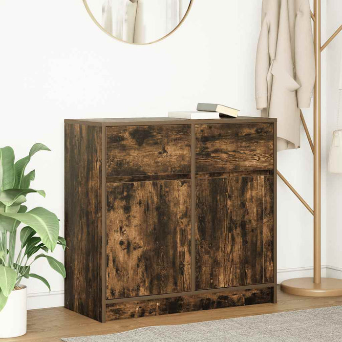 Bufetă cu sertar stejar afumat 80x34x76 cm lemn de stratificat - WALTI WALTI