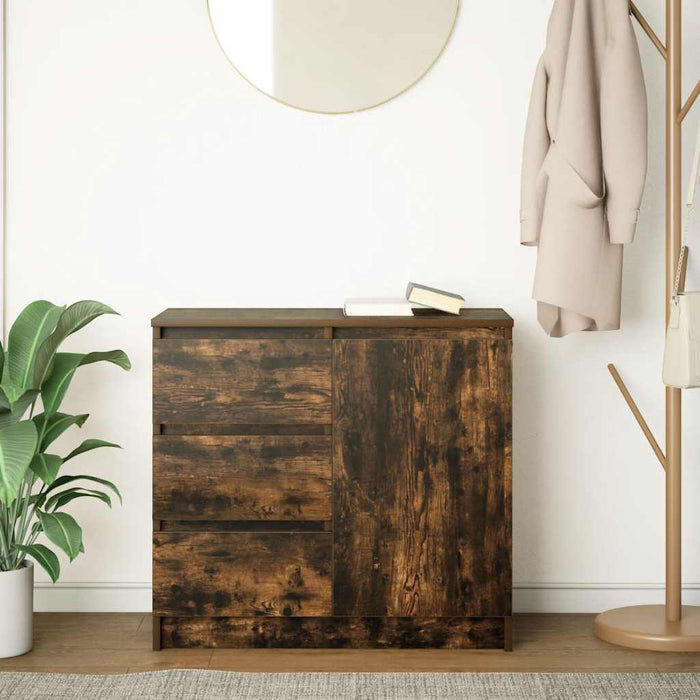 Bufetă cu sertar stejar afumat 71x35x65 cm lemn de stratificat - WALTI WALTI