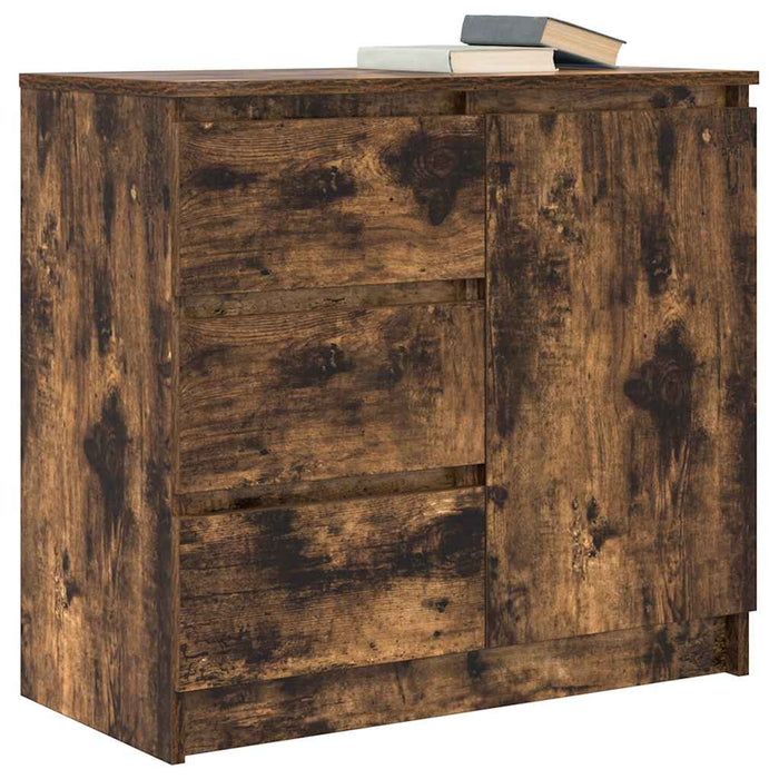 Bufetă cu sertar stejar afumat 71x35x65 cm lemn de stratificat - WALTI WALTI