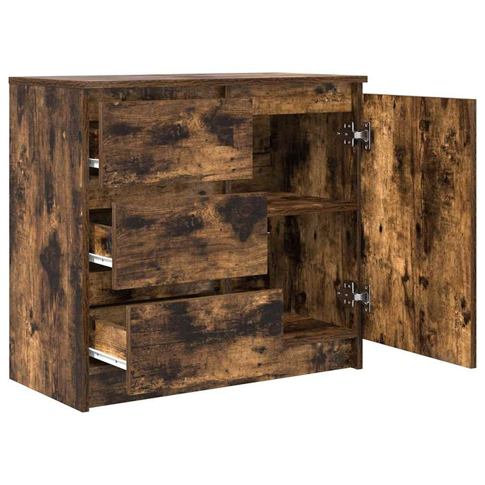 Bufetă cu sertar stejar afumat 71x35x65 cm lemn de stratificat - WALTI WALTI