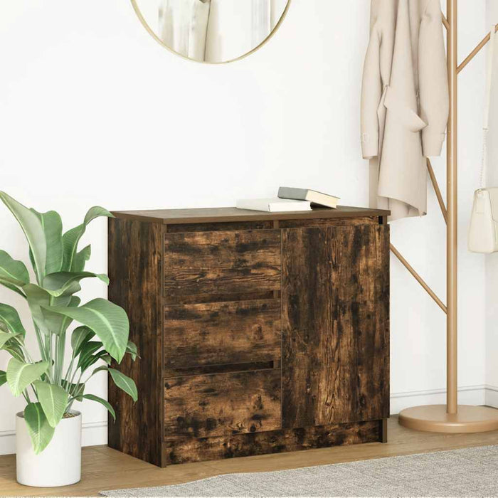 Bufetă cu sertar stejar afumat 71x35x65 cm lemn de stratificat - WALTI WALTI