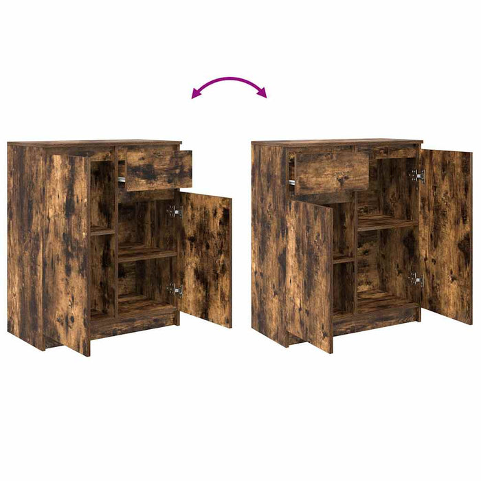 Bufetă cu sertar stejar afumat 71x35x84 cm lemn de stratificat - WALTI WALTI