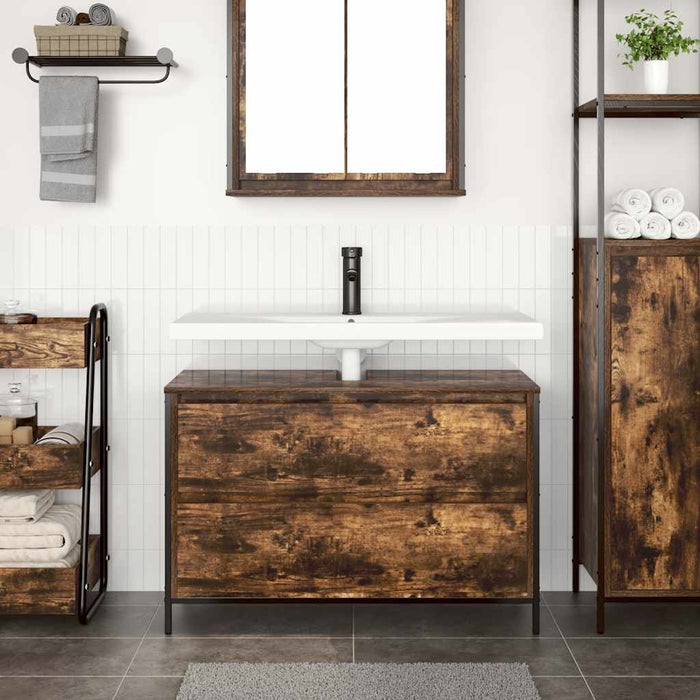 Dulap pentru baie cu sertare stejar afumat 90x34,5x60 cm - WALTI WALTI