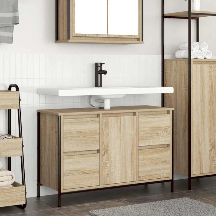 Dulap pentru chiuvetă cu sertare Stejar Sonoma 90x34,5x60 cm - WALTI WALTI
