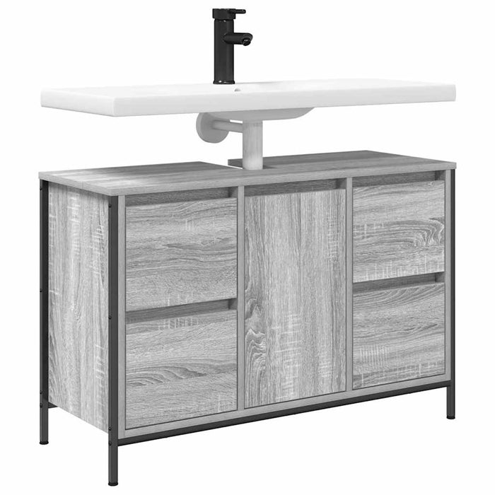 Dulap pentru chiuvetă cu sertare Gri Sonoma 90x34,5x60 cm - WALTI WALTI