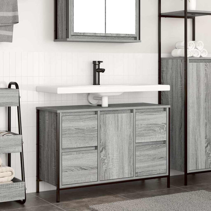 Dulap pentru chiuvetă cu sertare Gri Sonoma 90x34,5x60 cm - WALTI WALTI