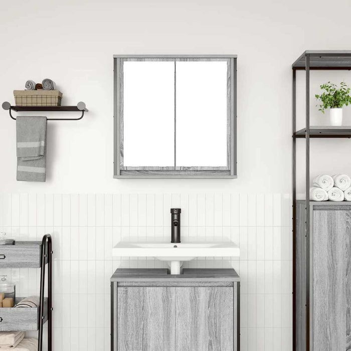 Dulap de baie cu oglindă Gri Sonoma 60x21x60 cm - WALTI WALTI
