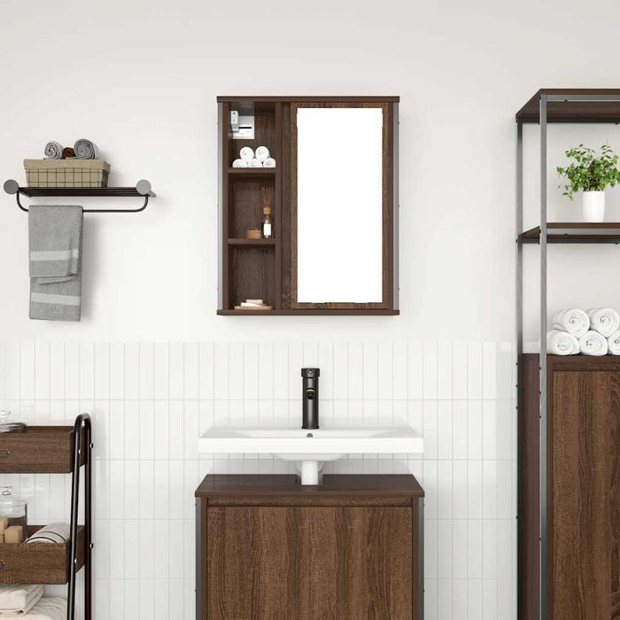 Dulap de baie cu oglindă stejar maro 50x21x60 cm - WALTI WALTI