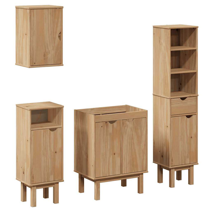 Set mobilier de baie „OTTA”, 4 piese, lemn masiv de pin WALTI