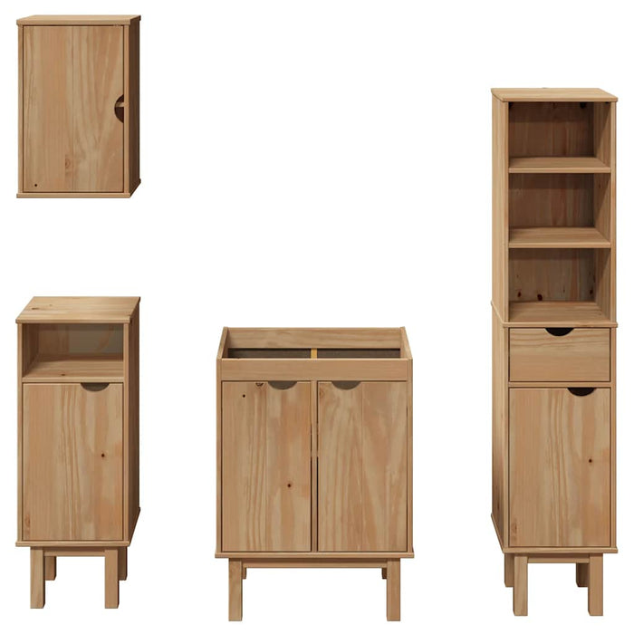 Set mobilier de baie „OTTA”, 4 piese, lemn masiv de pin WALTI