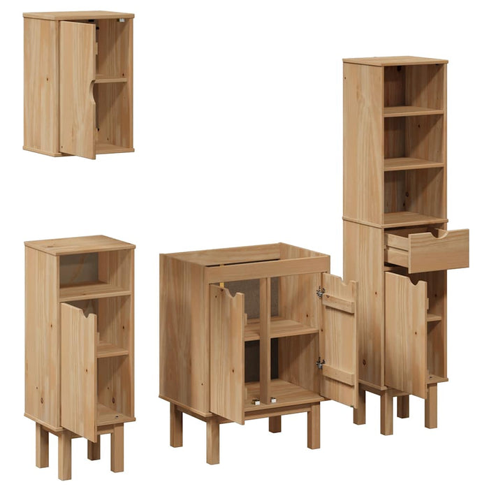 Set mobilier de baie „OTTA”, 4 piese, lemn masiv de pin WALTI