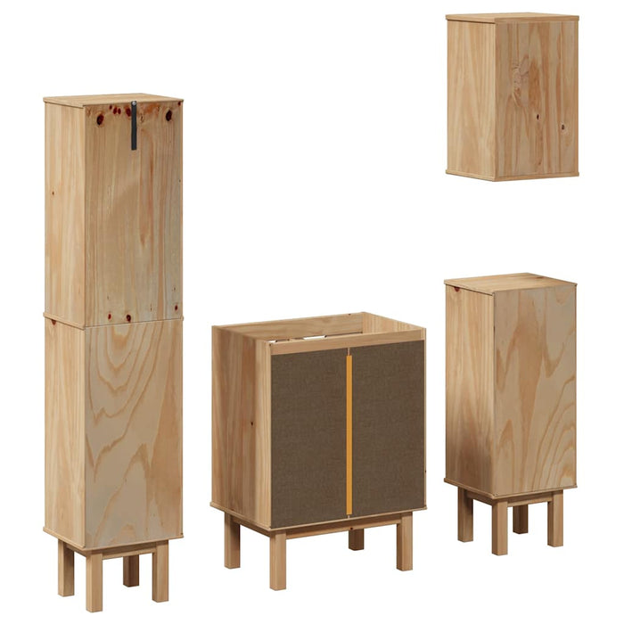 Set mobilier de baie „OTTA”, 4 piese, lemn masiv de pin WALTI