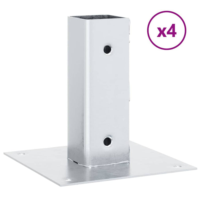 Baze stâlp pătrate 4 buc Argintiu 46x46 mm Oțel galvanizat WALTI