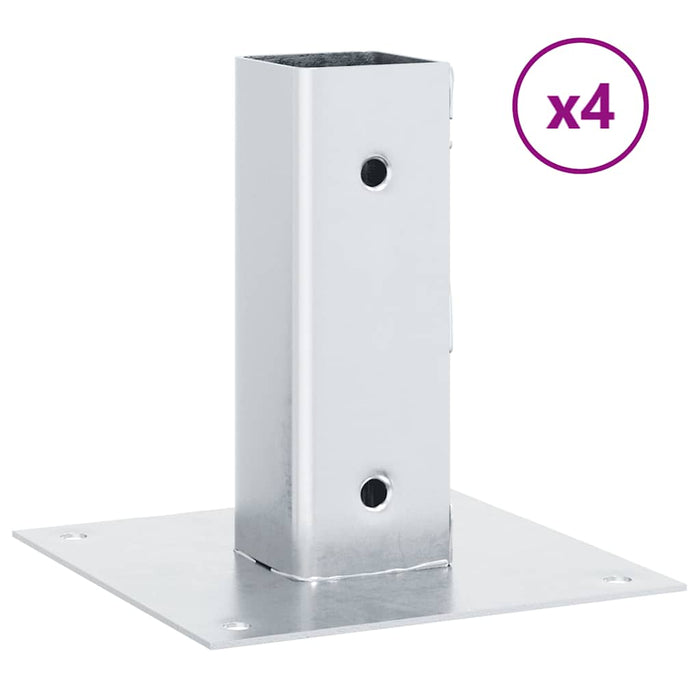 Baze stâlp pătrate 4 buc Argintiu 51x51 mm Oțel galvanizat WALTI