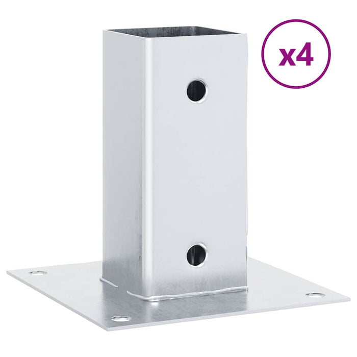 Baze stâlp pătrate 4 buc Argintiu 61x61 mm Oțel galvanizat WALTI