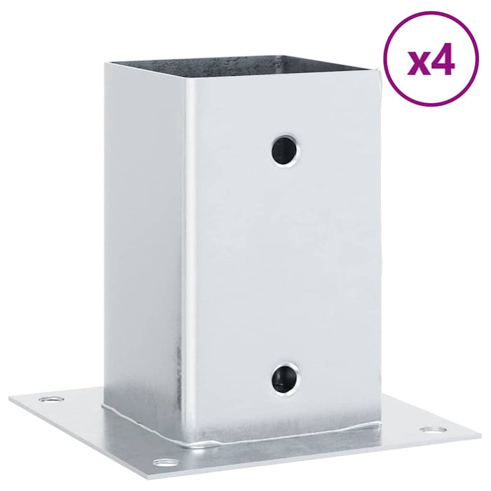 Baze stâlp pătrate 4 buc Argintiu 81x81 mm Oțel galvanizat - WALTI WALTI