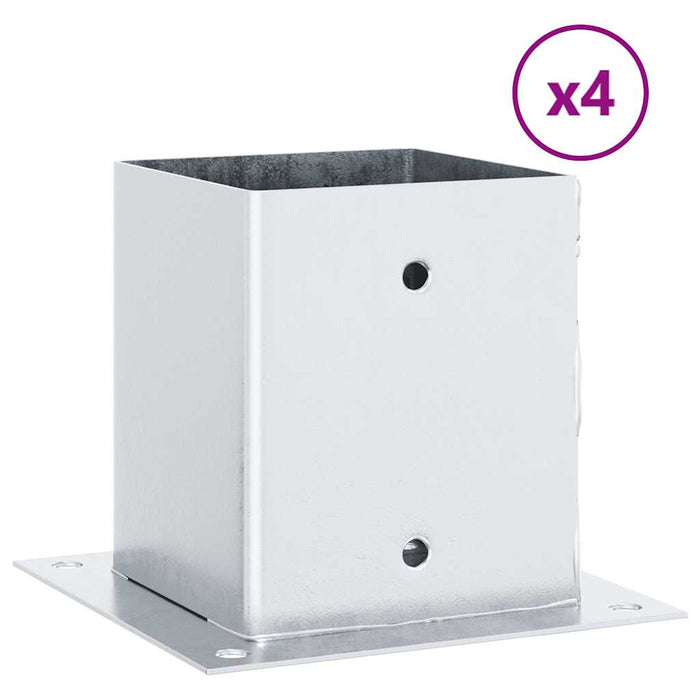 Baze stâlp pătrate 4 buc Argintiu 101x101 mm Oțel galvanizat - WALTI WALTI
