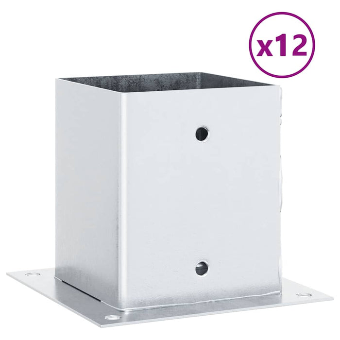 Baze stâlp pătrate 12 buc Argintiu 101x101 mm Oțel galvanizat - WALTI WALTI