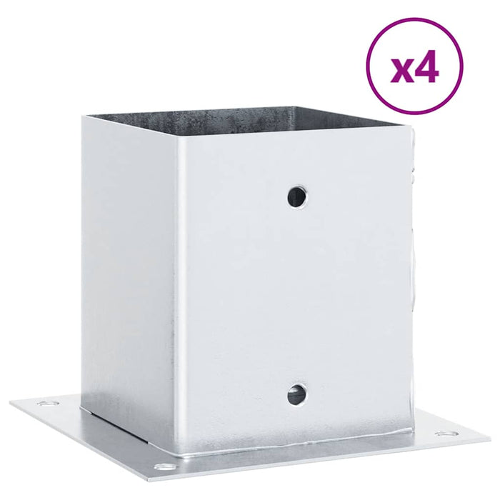 Baze stâlp pătrate 4 buc Argintiu 121x121 mm Oțel galvanizat - WALTI WALTI