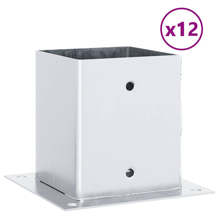 Baze stâlp pătrate 12 buc Argintiu 121x121 mm Oțel galvanizat - WALTI WALTI