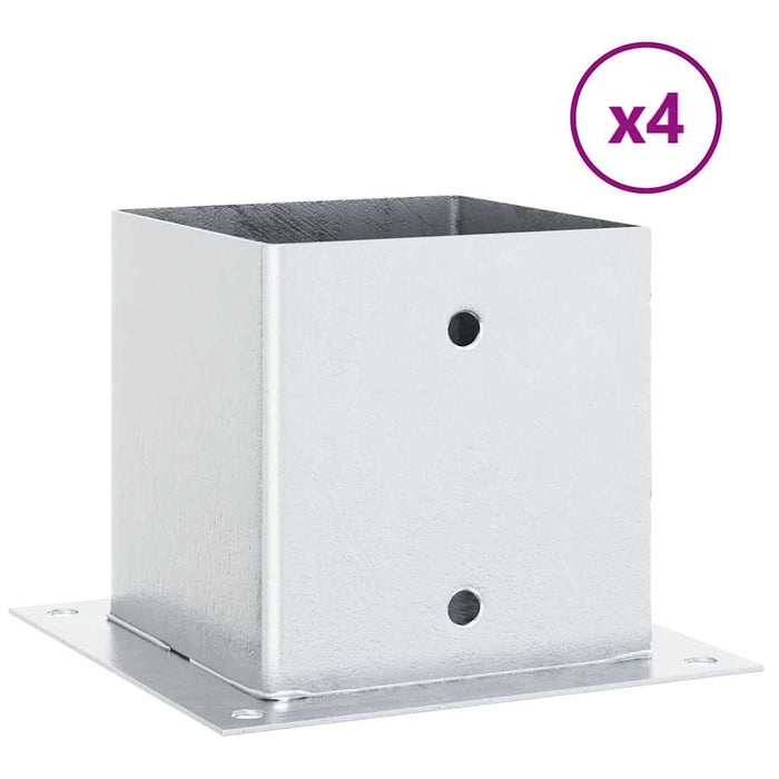 Baze stâlp pătrate 4 buc Argintiu 141x141 mm Oțel galvanizat - WALTI WALTI