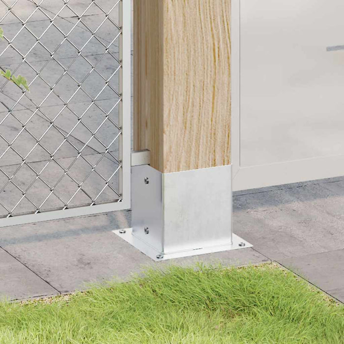 Baze stâlp pătrate 4 buc Argintiu 141x141 mm Oțel galvanizat - WALTI WALTI