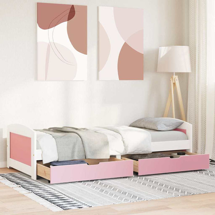 Pat de zi cu 2 sertare fără saltea „IRUN” alb și roz 90x200 cm - WALTI WALTI