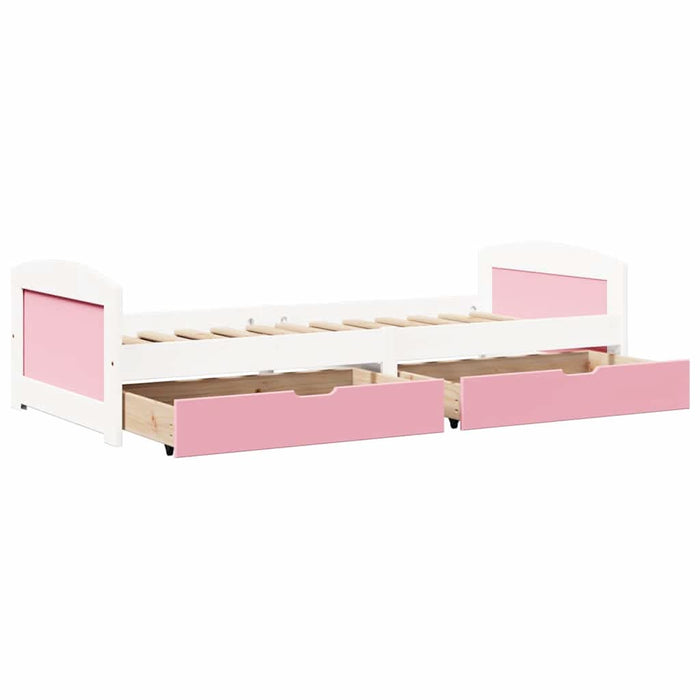 Pat de zi cu 2 sertare fără saltea „IRUN” alb și roz 90x200 cm - WALTI WALTI