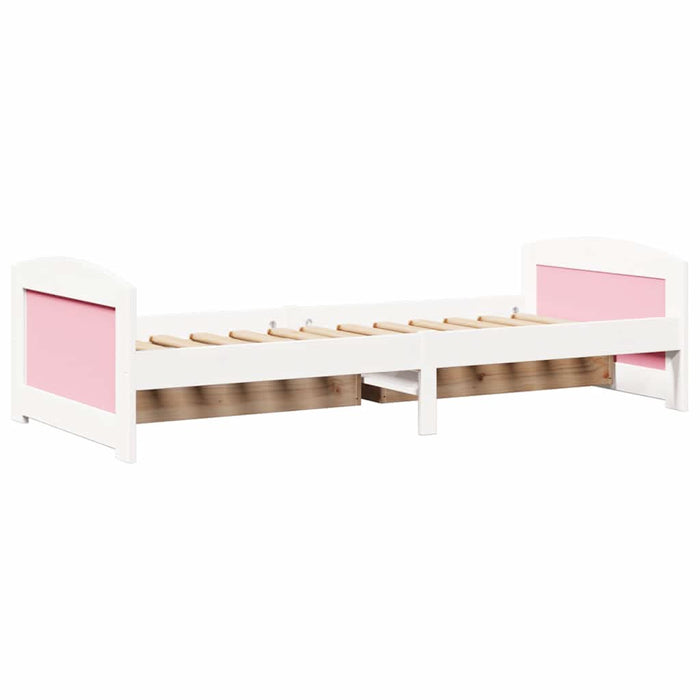 Pat de zi cu 2 sertare fără saltea „IRUN” alb și roz 90x200 cm - WALTI WALTI