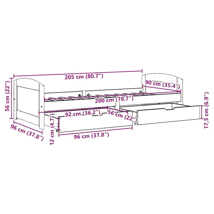 Pat de zi cu 2 sertare fără saltea „IRUN” alb și roz 90x200 cm - WALTI WALTI