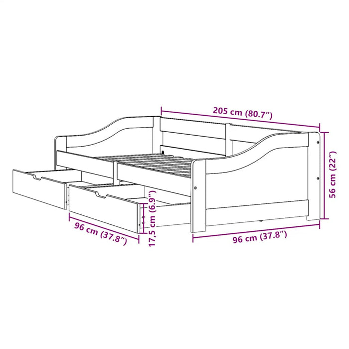 Pat de zi cu 2 sertare fără saltea „IRUN” alb și roz 90x200 cm - WALTI WALTI