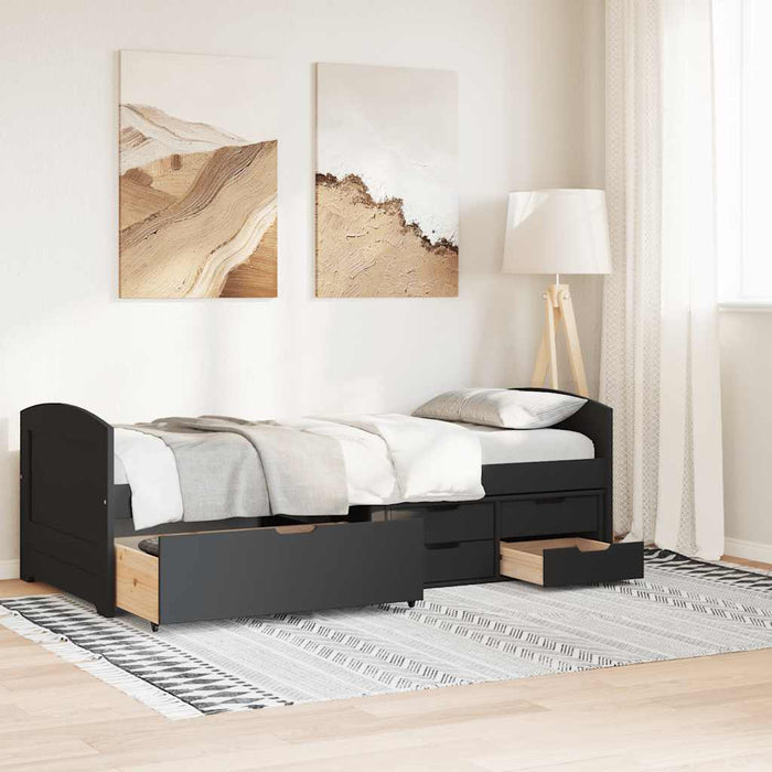 Pat de zi cu 5 sertare fără saltea „IRUN” Negru 90x200 cm - WALTI WALTI