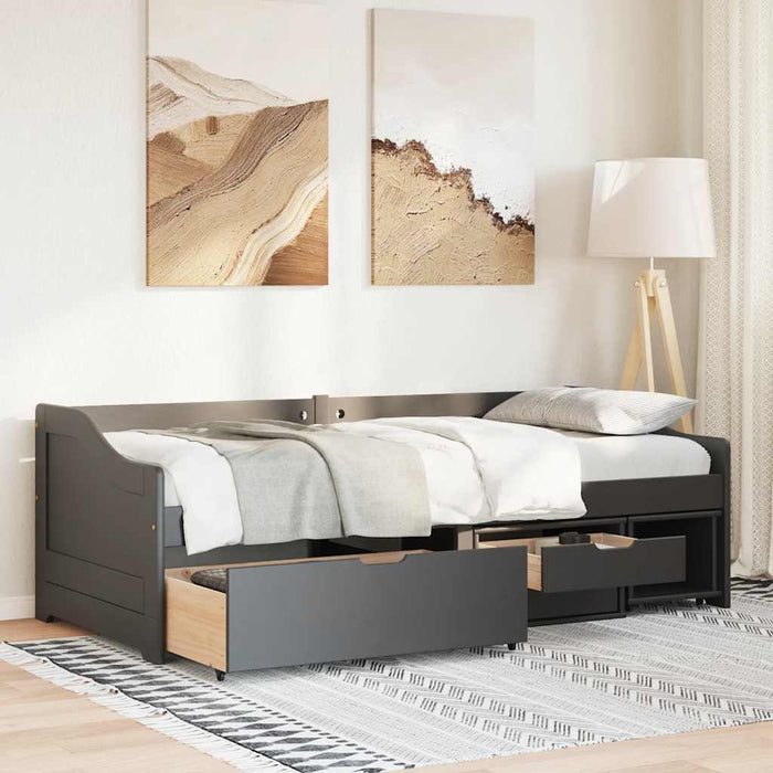 Pat de zi cu 3 sertare fără saltea „IRUN” Negru 90x200 cm - WALTI WALTI