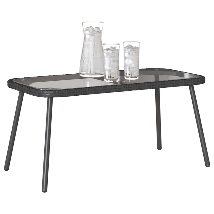 Masă de cafea Negru 90 x 45 x 43 cm Poliratan și sticlă - WALTI WALTI