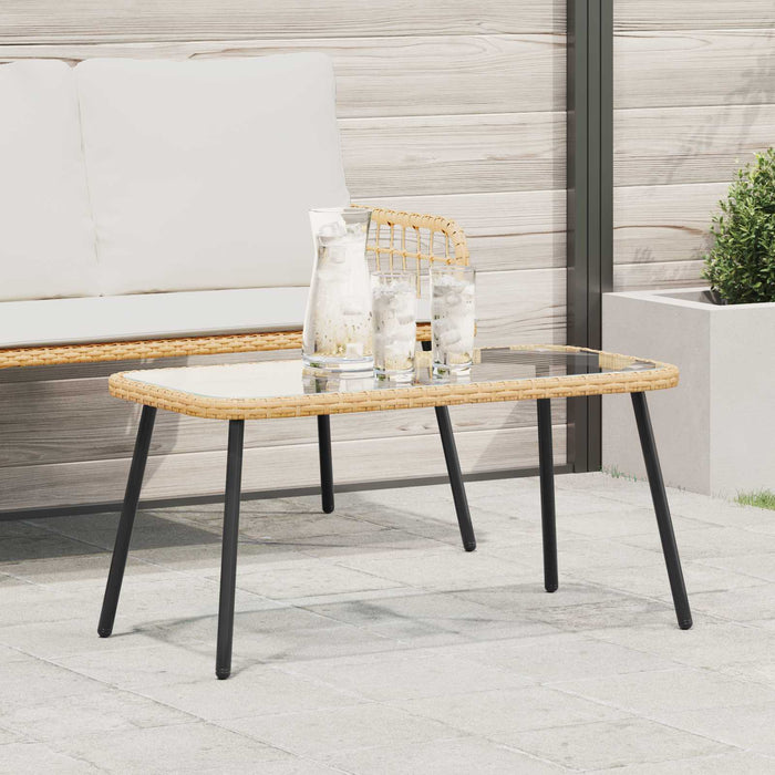 Masă de cafea Maro și negru 90 x 45 x 43 cm Poliratan și sticlă - WALTI WALTI