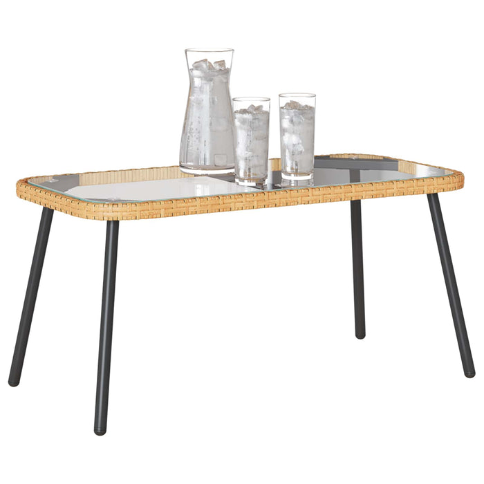 Masă de cafea Maro și negru 90 x 45 x 43 cm Poliratan și sticlă - WALTI WALTI