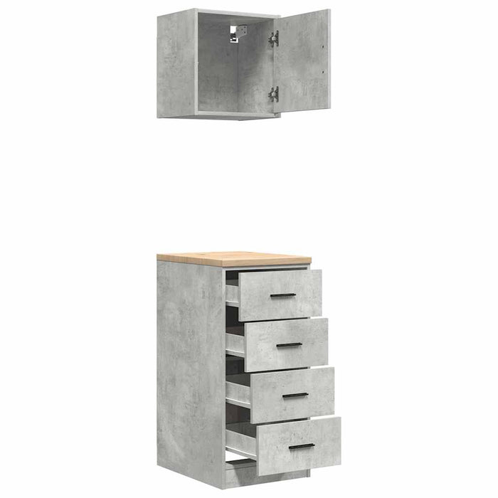 Dulapuri de garaj 2 buc Lemn prelucrat gri beton WALTI