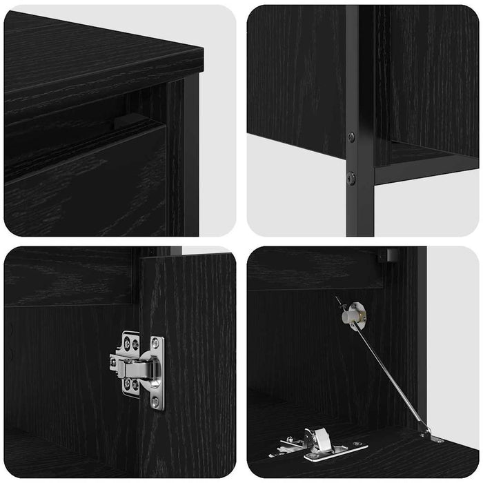 Set de mobilier pentru baie cu raft cu ușă 3 pcs Stejar negru - WALTI WALTI