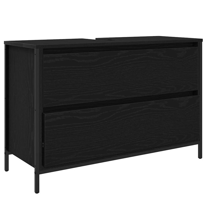Set de mobilier pentru baie cu raft cu ușă 3 pcs Stejar negru - WALTI WALTI