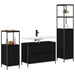 Set de mobilier pentru baie cu raft cu ușă 3 pcs Stejar negru - WALTI WALTI
