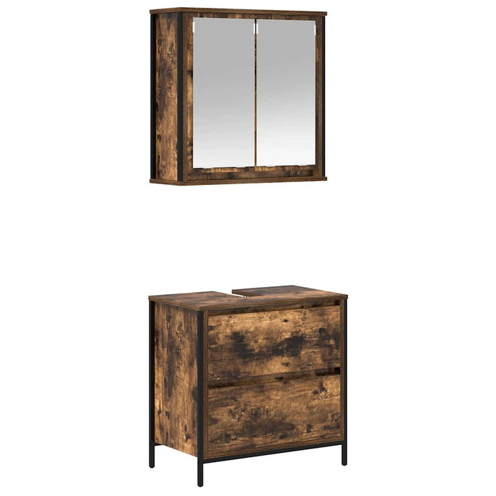 Set mobilier de baie, 2 piese, stejar fumuriu, lemn prelucrat - WALTI WALTI