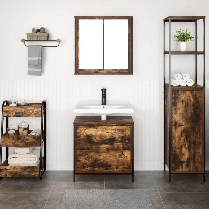Set mobilier de baie, 2 piese, stejar fumuriu, lemn prelucrat - WALTI WALTI
