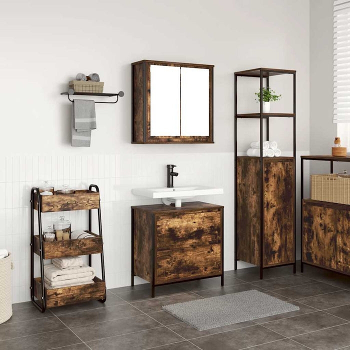 Set mobilier de baie, 2 piese, stejar fumuriu, lemn prelucrat - WALTI WALTI