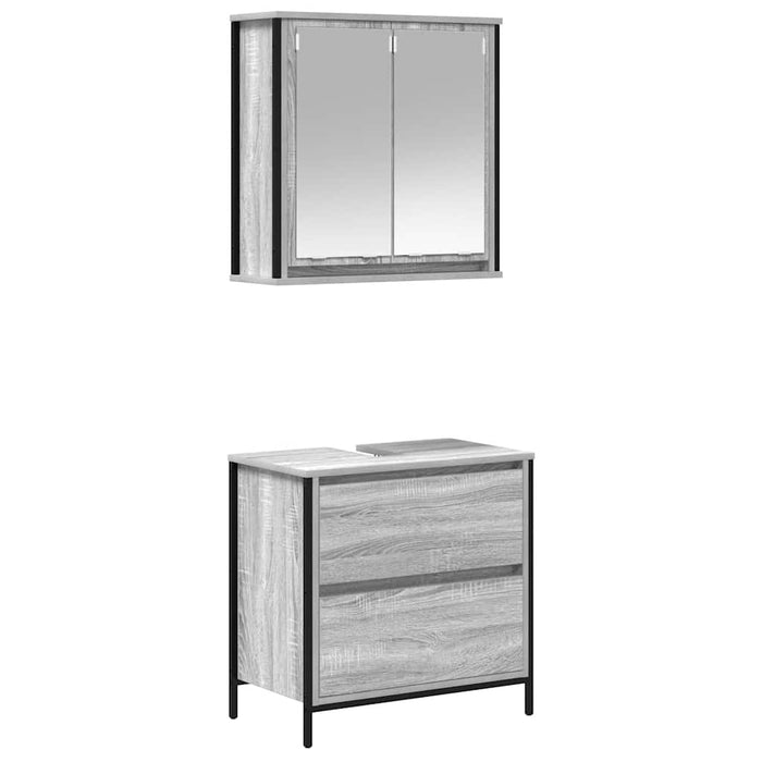 Set mobilier de baie, 2 piese, gri sonoma, lemn prelucrat WALTI